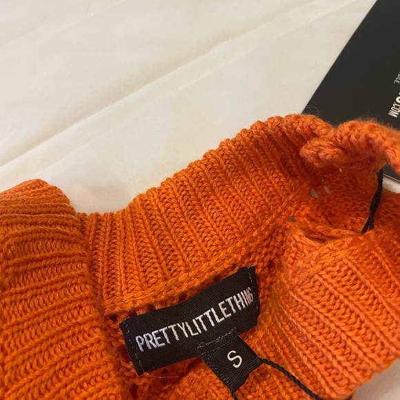 PLT ORANGE CUT OUT DETAIL CROCHET KNIT MIDI DRESS - Picture 9 of 11